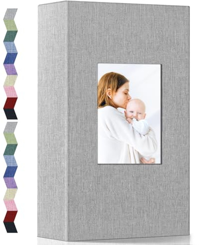 Popotop Álbum de fotos de 4 x 6 – 300 fotos con cubierta de lino con 300 bolsillos horizontales, álbumes de fotos para familia, boda, aniversario, bebé, vacaciones