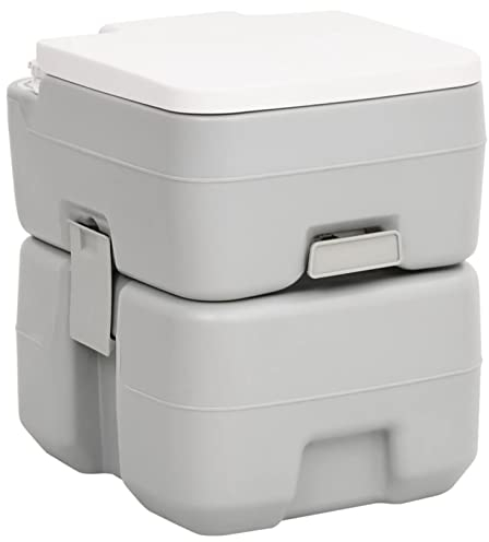 ZEYUAN Camping-Toilette Tragbar Grau und Weiß 20+10 L HDPE Campingtoilette, Campingklo, Mobile Toilette, Auto Toilette - 154406