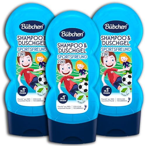 3 confezioni di shampoo e gel doccia per bambini, 2 in 1, Sportsfreund, 3 x 230 ml