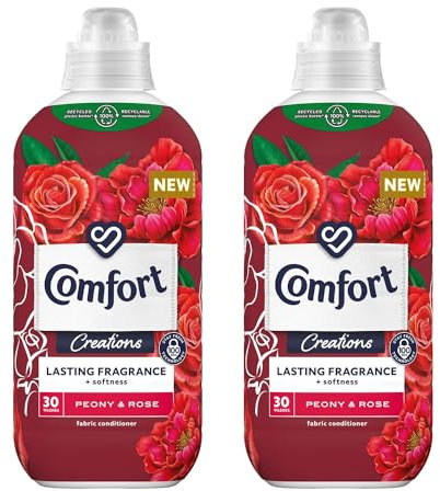 Comfort Creation Concentrated Fabric Conditioner with 100 Days of Long Lasting Fragrance and Softness Intense Liquid Fabric Softener 30 Washes, 900 ml (Peony & Rose, Buy 2)
