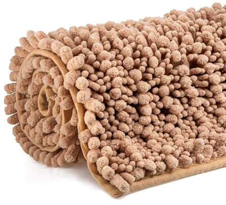 Baamur Badematte Beige, 40x60cm pflegeleichter Badvorleger, Badezimmerteppich rutschfest, Duschvorleger, Badteppich rutschfest waschbar, Ultra saugfähiger Badvorleger