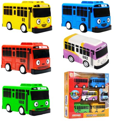 MaSif Autobús Juguete 5 PCS, Modelo de Autobús con Rueda para Niños de 3 Años en Adelante - Multicolor