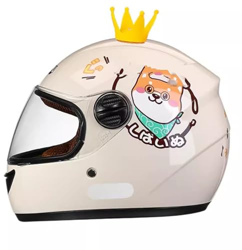 QJWMatic Casco da Moto per Bambini Casco Integrale Leggero Elettrico Quattro Stagioni con Visiera Parasole Ragazzi Ragazze per 3-12 Anni E,48-55CM