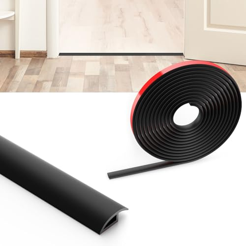 Flintronic Övergångsprofil självhäftande, 3 m PVC-golvlist, övergångslist golv, övergångsskena utan borrning, täcklist för kakel, trä, laminat (svart, 3 m x 3,5 cm)