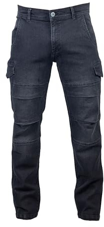 Generico Pantalone da Lavoro Uomo Jeans Elasticizzato Multitasche Modello Austin Man (IT, Testo, XXL, Regular, Regular, Nero)