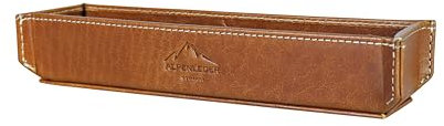 Alpenleder Stifteschale - Modell: ZENTA (Handgefertigt) - Nachhaltiges Bio-Leder aus regionaler Landwirtschaft | Stifteköcher leder *Fair Produziert* (19x4cm) (Cognac)