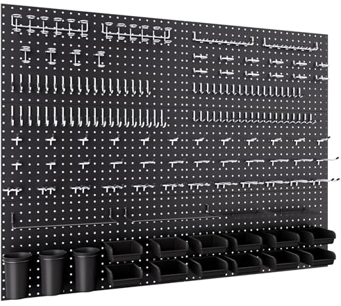 INCLY 48x36 Inch Metal Pegboard Kit with 1/4 Pegboard Hooks Accessories, 6PCS Peg Boards Panels and 234PCS Black Pegboard Wall Organizer Tool Storage System for Garage Workbench Shed
