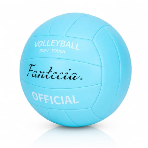 Fantecia Volleyball, Official Size 5 Soft Touch Indoor and Outdoor Volleyball Balls, Perfect for Beach, Grass, & Youth Games Volleyball- Includes Pump