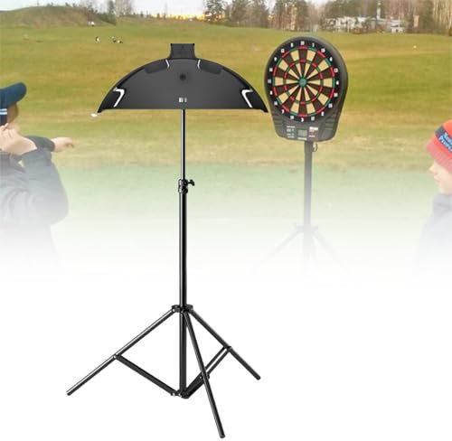 Kouamor Support de cible de fléchettes compatible avec les cibles floquées de 43,2 à 45,7 cm, trépied pliable, facile à assembler, support de fléchettes stable pour activités intérieures et