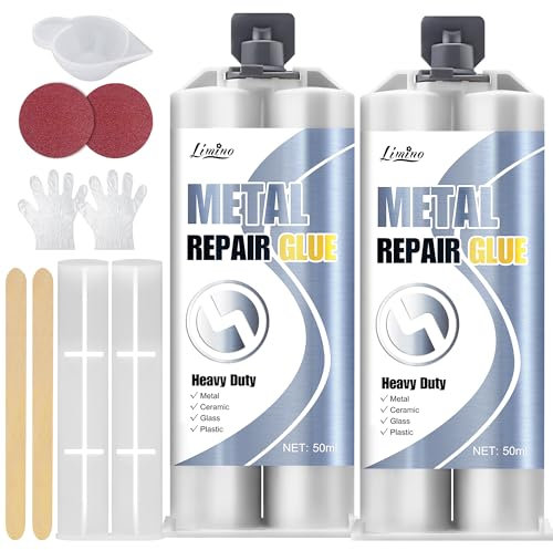 Pegamento Metal - 100ml 2 Componentes de Pegamento de Soldadura de Metálico Epoxi para Reparación de la Fuga de Grietas de Metal, Cerámica, Plástico, Aleaciones Metálicas - Glue Fuerte Instantáneo