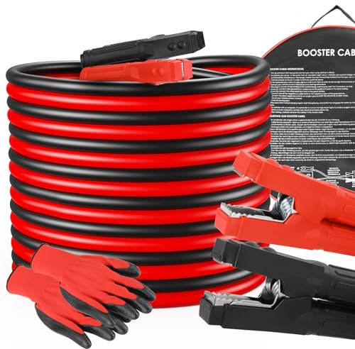 MAMIZO Cavo di avviamento, 4 m, 50 mm², 3000 A, cavo di avviamento, 12 V/24 V, avvio rapido, con guanti protettivi, per auto, camion