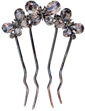 U Shape Hair Pin - Clip De Torsion Française En Strass, 4 De Volets De Broche | Accessoire De Cheveux Élégant Pour Les Filles, Bijoux De chignons De Mariée, Ornement De Banquet Formel, Décoration