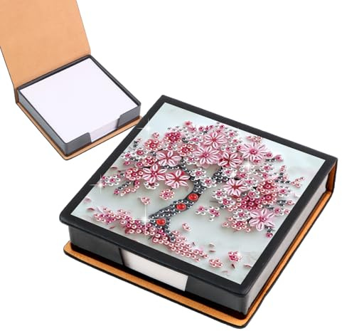 Tree Diamond Painting Kit Note Box,Memo Paper Storage Box Diamond Art,Sticky Note Holder Diamond Art,Diamond Painting Memo Pad for Office Desk. (Tree)