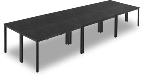 VEVOR Table de conférence, Lot de 6, Table de réunion rectangulaire de 1400 mm pour 16 Personnes, Bureau de réunion Moderne avec Pieds en métal, Bureau combiné Flexible pour Salle de Formation, Noir