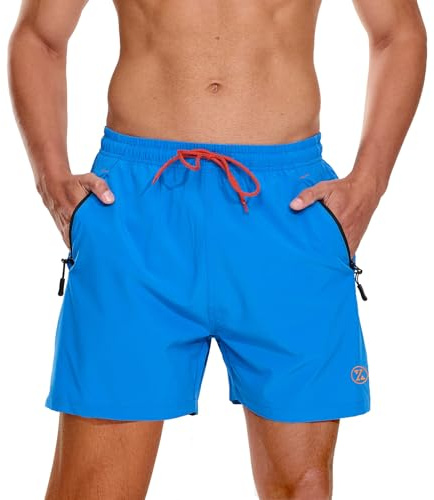 ZOXOZ Snabbtorkande Badbyxor för Män, Surf Boardshorts med Mesh Nätfoder, Justerbar Dragsko och Dubbla Sidofickor med Dragkedja för Simning och Vattenaktiviteter