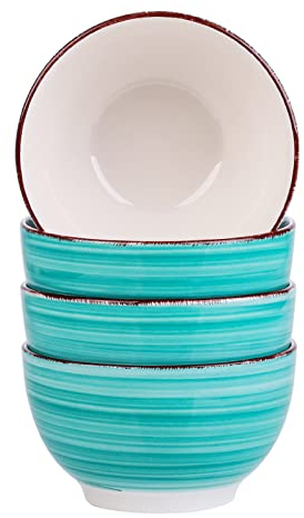 vancasso Müslischalen Steingut, Bella 4 teilig Schalen Set, Füllmenge 750 ml, Müslischüssel, Müsli Schale, Dessertschale, Snackschale, Eisschale, Schüssel, handbemalt