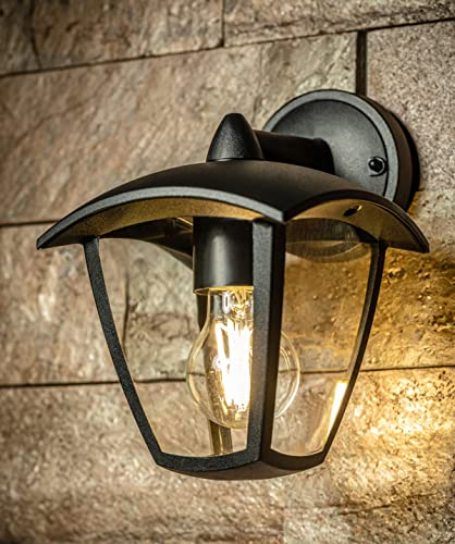 CGC Black Outdoor Outside Lights Traditional Contemporary Waterproof Lampholder Weatherproof Porch Patio Door Wall Terrace Garden (Downlight)