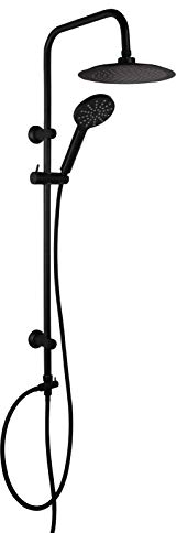 'aquaSu® Duschsystem Acana mit Regendusche & Handbrause | Handbrause: 3 Strahlarten | Kopfbrause: 1 Strahlart | Antikalk | rund | Duschgarnitur | Wandstange | Schieber | Schwarz | 72342 8