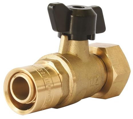SOMATHERM FOR YOU, Mini vanne à sphère à glissement pour tube PER Ø16 mm, sortie femelle 15/21 (1/2), assemblage rapide, idéale pour applications chauffage et sanitaire