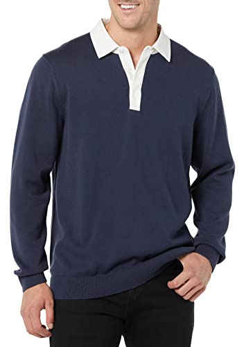 Amazon Essentials Men's Rugby Sweater Sweater, Dark Navy, X-Small