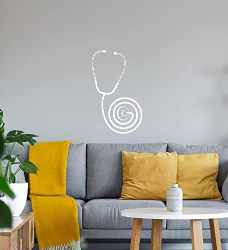 Stethoskop Spirale Wandtattoo Weiß Aufkleber 40 x 66 cm
