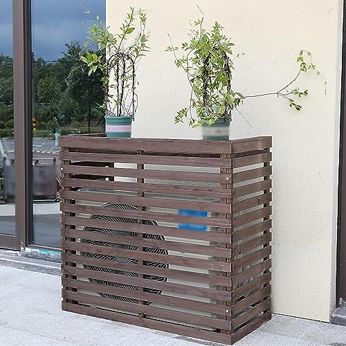 MAXCBD Wooden Air Conditioner Cover Solid Wood Air Conditioner Outdoor Unit Guardrail, Flower Stand, Lattice Wooden Air Conditioner Cover, Outdoor Wooden Air Conditioner Frame/85X35X80Cm