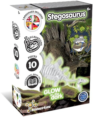 Science4you Stegosaurus Fossil Digging Kit for Kids - Dinosaur Fossil Dig Kit, Glow-in-the-Dark Stegosaurus Figure, Excavation Set, Stem Toys, Games, Gifts for Girls & Boys Age 6+ Years Old