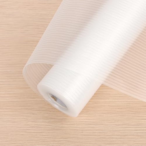 Arthome Lådmatta 44 x 300 cm, kök, skåppapper, lådinlägg, icke-självhäftande halkmatta, EVA-plastskydd för kylskåp hemma (transparenta ränder)
