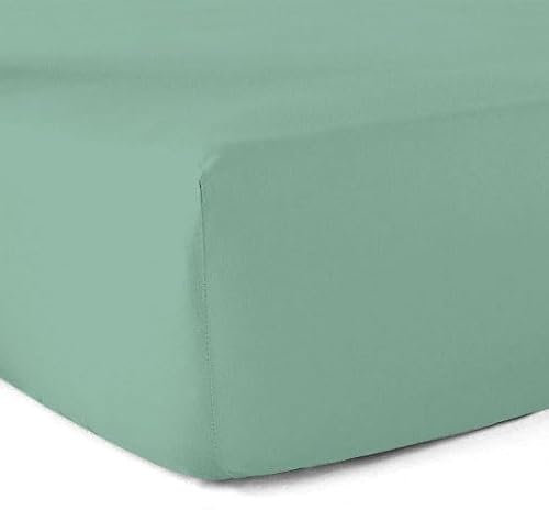 Sábana Bajera 100% algodón, 57 Hilos, Color Verde Tallo, 160 x 200 cm, Gorro de 30 cm