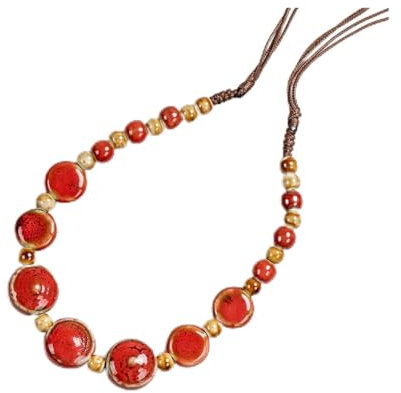 OXGQDTDQ MIUYTRN Bunte Retro Unregelmäßige Keramik Perlen Geschenk Neckalce Artware Antike Großhandel Halsketten Anhänger for Frauen #XN026(XN026 (3))