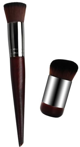 2 Stück Foundation Pinsel, Dichte Synthetische Premium Pinselhaare Kabuki Makeup-Pinsel, Ergonomischer Griff Kosmetikpinsel Ideal für Cremige, Pudrige oder Flüssige Foundation
