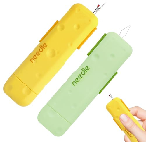 QHASPHC 3 in 1 Needle Threaders and Seam Ripper with Magnetic Needle Case, Button Fixed Quick Seam Ripper Hand Sewing Needdle Threader for Sewing Machine