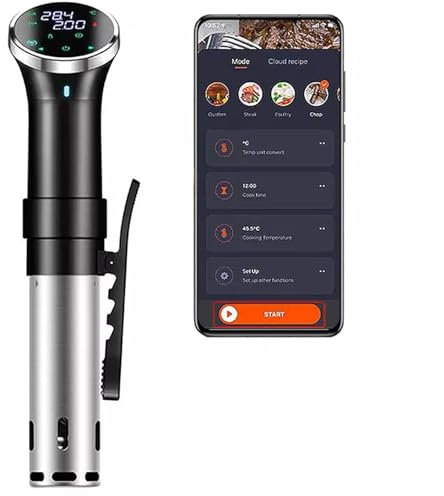 Precision Cooker Machine, 1100W Slow Water Bath Cooking Machine Thermal Immersion Circulator with Temperature Range 25-95℃ & Timer Control, Available Via Mobile App and Anti-Dry for Home Kitchen