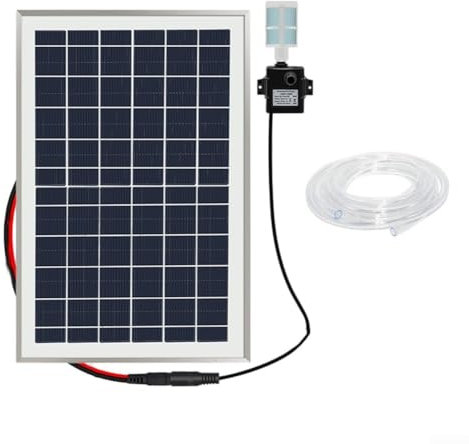 Eawfgtuw Pompe à eau solaire avec filtre 10 W 9 V Panneau 5 V | Filtration de bassin à poissons circulant | Submersible à l'oxygène | Hauteur de levage de 2,5 m Tuyau 2 m Tuyau d'extérieur