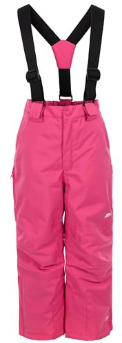 Trespass Rumi Pantalon de ski unisexe pour enfant – Salopette rembourrée imperméable, doublure en tricot, 2 poches zippées, bretelles détachables, fermetures éclair latérales sur les jambes, patchs de
