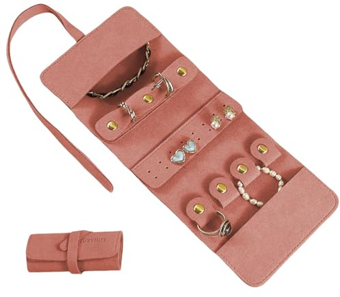 Pochette de voyage – Rouleau de rangement pour bijoux | Rouleau de bijoux de voyage | Rangement pliable spacieux pour colliers, bracelets, boucles d'oreilles | Sac de transport compact pour maman