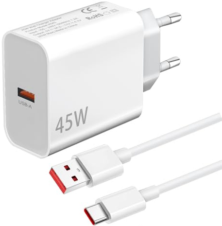 45W USB Ladegerät mit LadeKabel für Xiaomi Redmi Note 14 Pro 5G/13 12 11 10 A5 A3,Poco X7 X5 X4 X3 F7 F5 M7 M6 C75 C65,Xiaomi 14 15 13 Lite/14T 14C/13T 12T/12/11T 10T Handy Schnellladegerät Netzteil