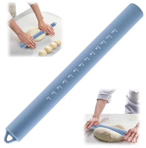 Non-Stick deg rullstift för bakning, silikon kavel med stålkärna 26,4 cm (10,39 tum) (blå)