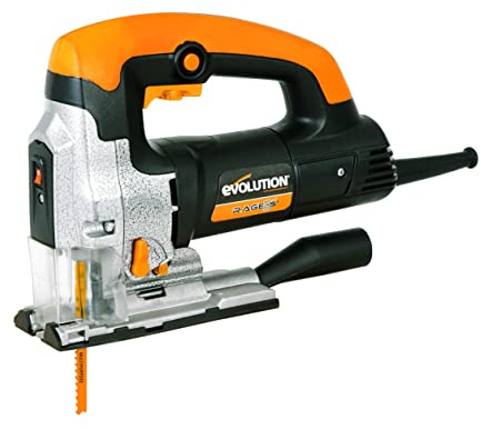 Evolution Power Tools Rage 7-S Scie sauteuse polyvalente – Coupe le bois, l’acier, le plastique et plus encore – 5 lames incluses, 710 W