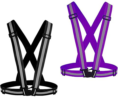 Chiwo Reflektierende Weste, Laufausrüstung, hohe Sichtbarkeit, verstellbare Sicherheitsweste für Nacht, Radfahren, Wandern, Joggen, Gassigehen, Bausicher (blanko, lila)