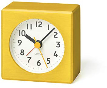 Lemnos Wecker Farbe/Wecker Analog ohne Ticken/Reisewecker in japanischer Qualität aus Holz gefertigt/analoger Wecker ohne Ticken/Wecker batteriebetrieben – Farbe gelb
