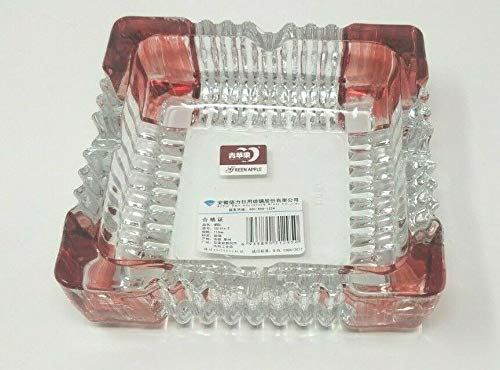 JRose Collections Elegante cenicero cuadrado de cristal, efecto de corte de cristal, transparente, 12 cm, elegante y duradero JR1207