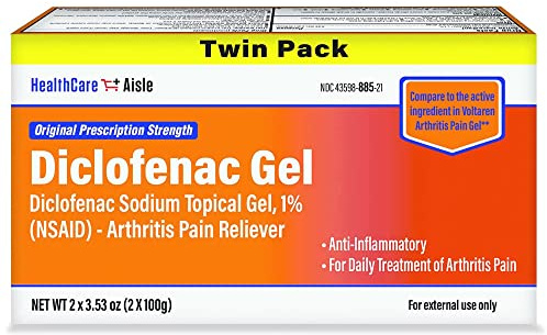 HealthCareAisle Diclofenac Gel Twin Pack Diclofenac Sodium Topical Gel (NSAID) Arthritis Pain Reliever 1% 200 grams (2 x 100g)