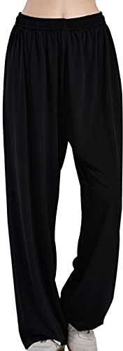 Tai Chi Abbigliamento donne primavera e autunno Tai Chi pantaloni abbigliamento pantaloni uomo esercizio pantaloni arti marziali yoga bloomers,Black-XXS