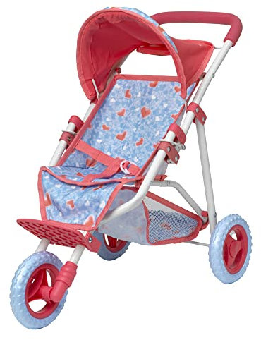 DOLLSWORLD CLASSIC from Peterkin | Deluxe Doll's 3 Wheel Stroller | Deluxe three wheel folding stroller with canopy and basket, for dolls up to 56cm (22) | Dolls & Accessories | Ages 3+
