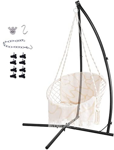 TLGREEN Hängestuhlgestell Belastung bis 130kg, Hängesessel Gestell Ständer 210cm, mit Deckenhaken, Freistehendes Metall Gestell, Hängesessel aus Stahl, für Kinder und Erwachsene