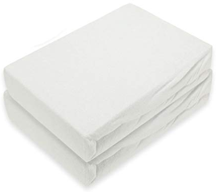 EXKLUSIV HEIMTEXTIL Doppelpack Marke Frottee Spannbettlaken 80% Baumwolle, 20% Polyester Öko - Tex Zertifiziert, Markenqualität, Matratzenhöhe bis 25 cm, Weiß 90 x 200 cm