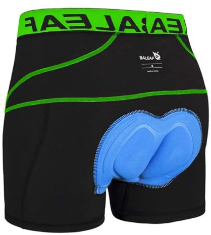 baleaf Pantaloni da Ciclismo Uomo, Imbottiti, Verde, L