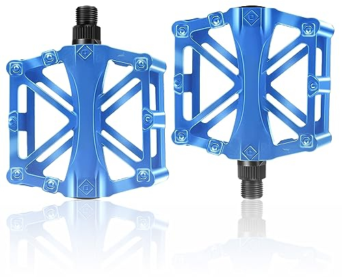 All-Pie Fahrradpedale Fahrrad Pedalen 9/16 Zoll Aluminium Fahrradpedale mit Abgedichtete Lager rutschfest für BMX Mountainbike Straßenrad Trekkingbike (Blau)
