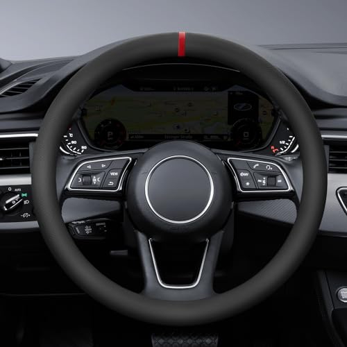 ZATOOTO Lenkradbezug Auto Nappaleder, Anti-Rutsch Lenkradhüllen, Dünn, Atmungsaktiv, Weich, Universalgröße 37-38cm / 14.5-15inch